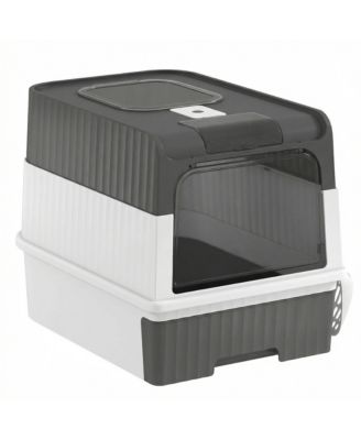 RUIE Hooded Cat Litter Box with Drawer Front Entry and Top Exit
