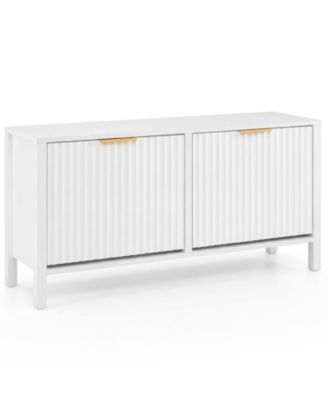 Slickblue Wooden Shoe Storage Bench with 2 Flip Drawers for Entryway Organization