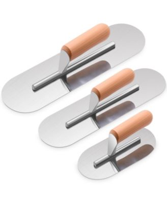 XDOVET Pool Trowel Set Stainless Steel Round Head Wooden Handle Masonry Tool
