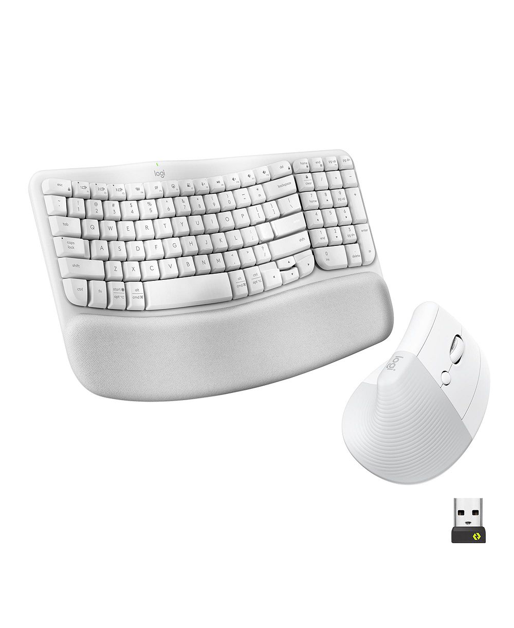 Logitech Wave Keys и Lift Vertical Mouse: эргономичный беспроводной комплект, подставка для ладони, переключение Bluetooth, Multi-OS (Windows/Mac)