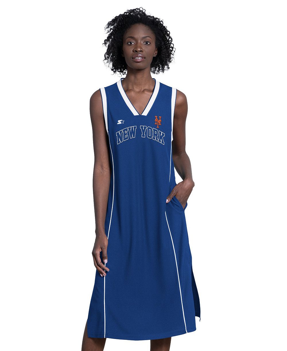Starter Women's New York Mets Line Up Sneaker V-Neck Maxi Dress