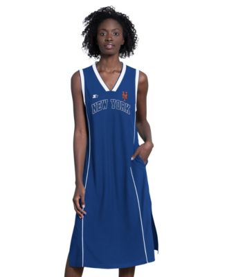Starter Women's New York Mets Line Up Sneaker V-Neck Maxi Dress