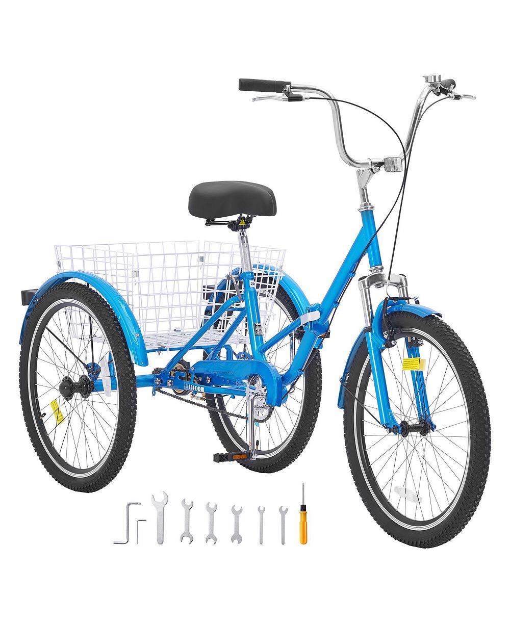Велосипед VEVOR Folding Adult Tricycle 24" Carbon Steel Blue