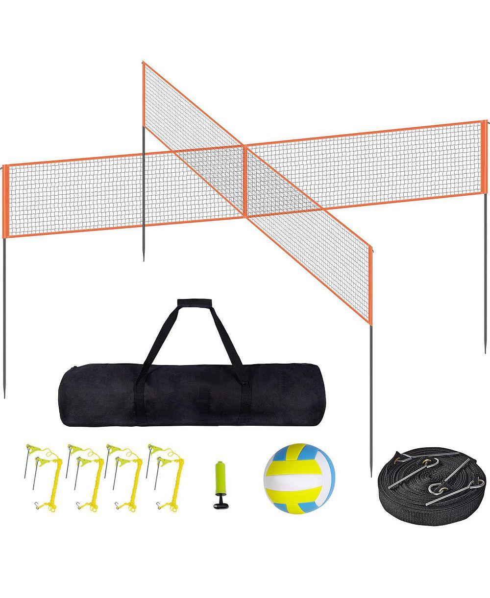 VEVOR 4-Way Volleyball Net Adjustable Volleyball Game Set with Ball Carry Bag
