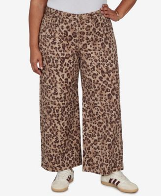 Ruby Rd. Plus Size Cheetah Print Wide-Leg Jeans