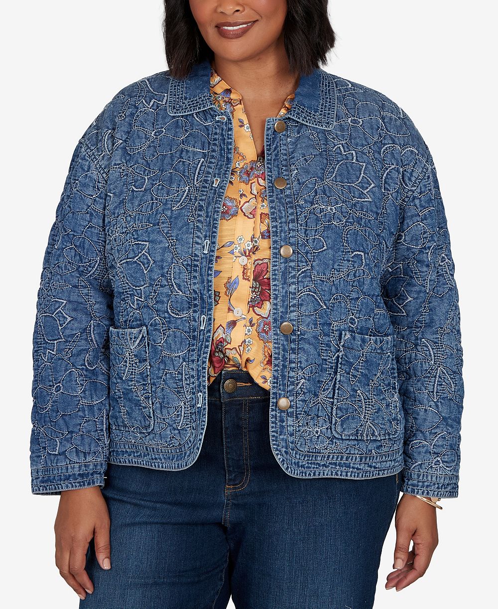 Джинсовая куртка Ruby Rd. Plus Size Quilted Floral