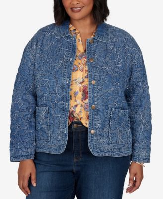 Ruby Rd. Plus Size Quilted Floral Denim Jacket