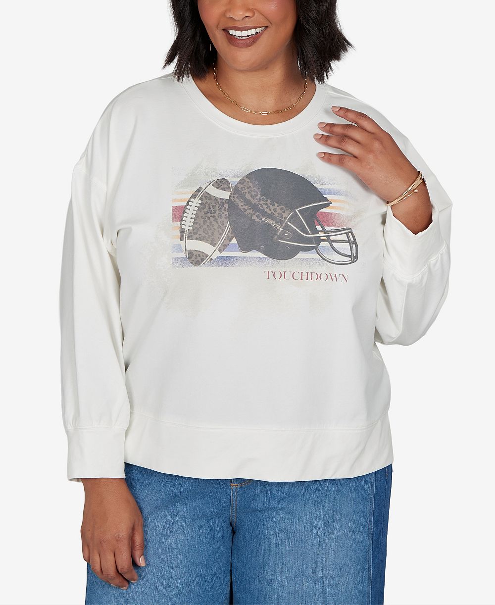 Ruby Rd. Plus Size Football Graphic Terry Sweatshirt