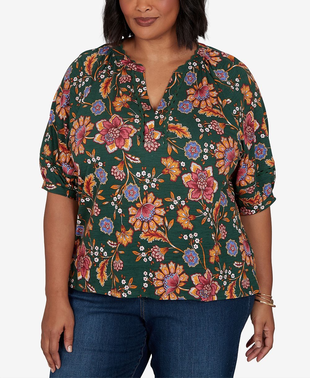 Трикотажный топ Ruby Rd. Plus Size с цветочным принтом