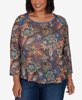 Женский трикотажный топ Ruby Rd. Plus Size с текстурным цветочным принтом