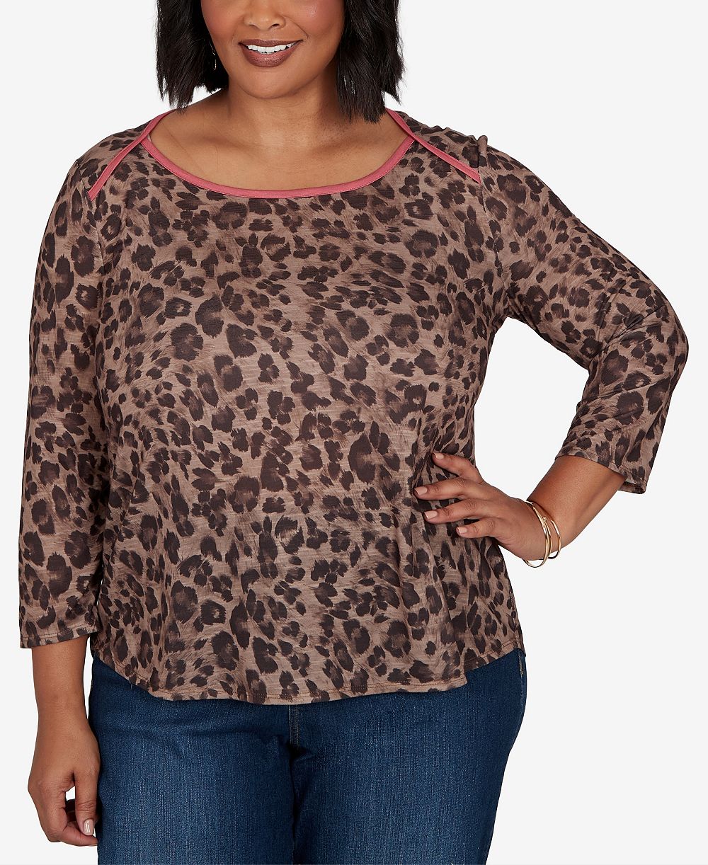 Ruby Rd. Plus Size топ с принтом леопард