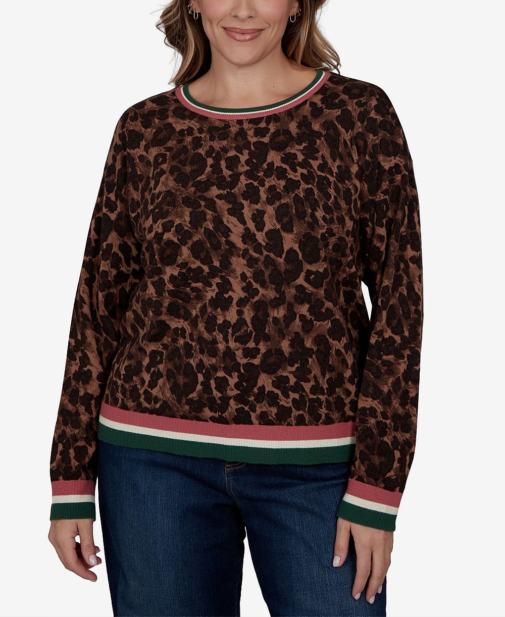 Ruby Rd. Plus Size Cheetah Print Knit Sweater