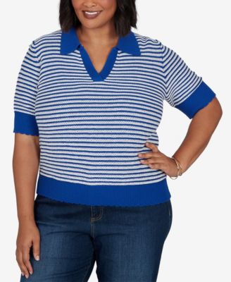 Ruby Rd. Plus Size двухцветный джемпер с воротником и рукавами до локтя