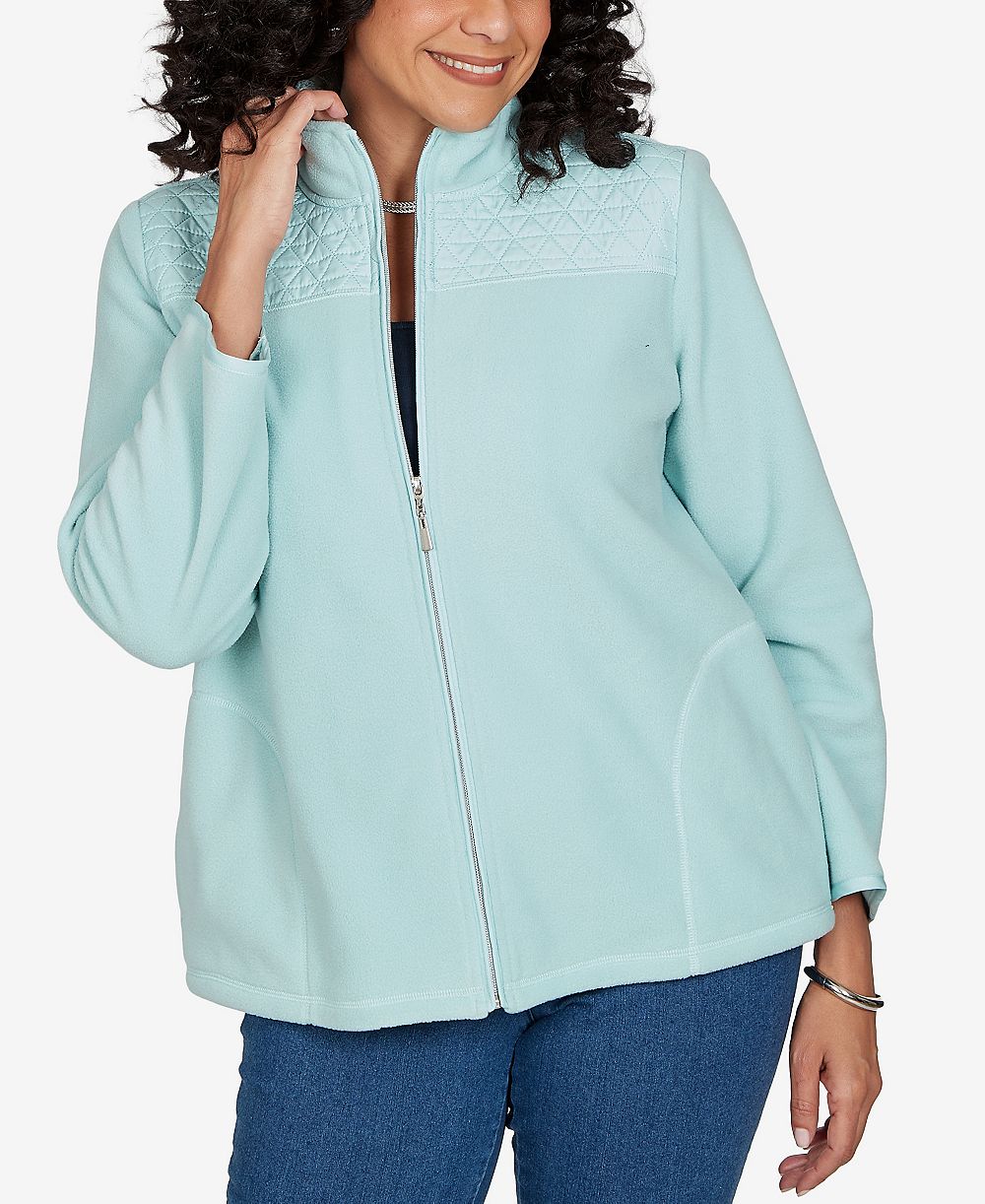 Alfred Dunner Women's Classic Quilted Zip Front Knit Jacket