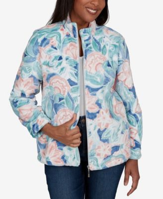 Alfred Dunner Women's Classic Patch Floral Cozy Knit Jacket