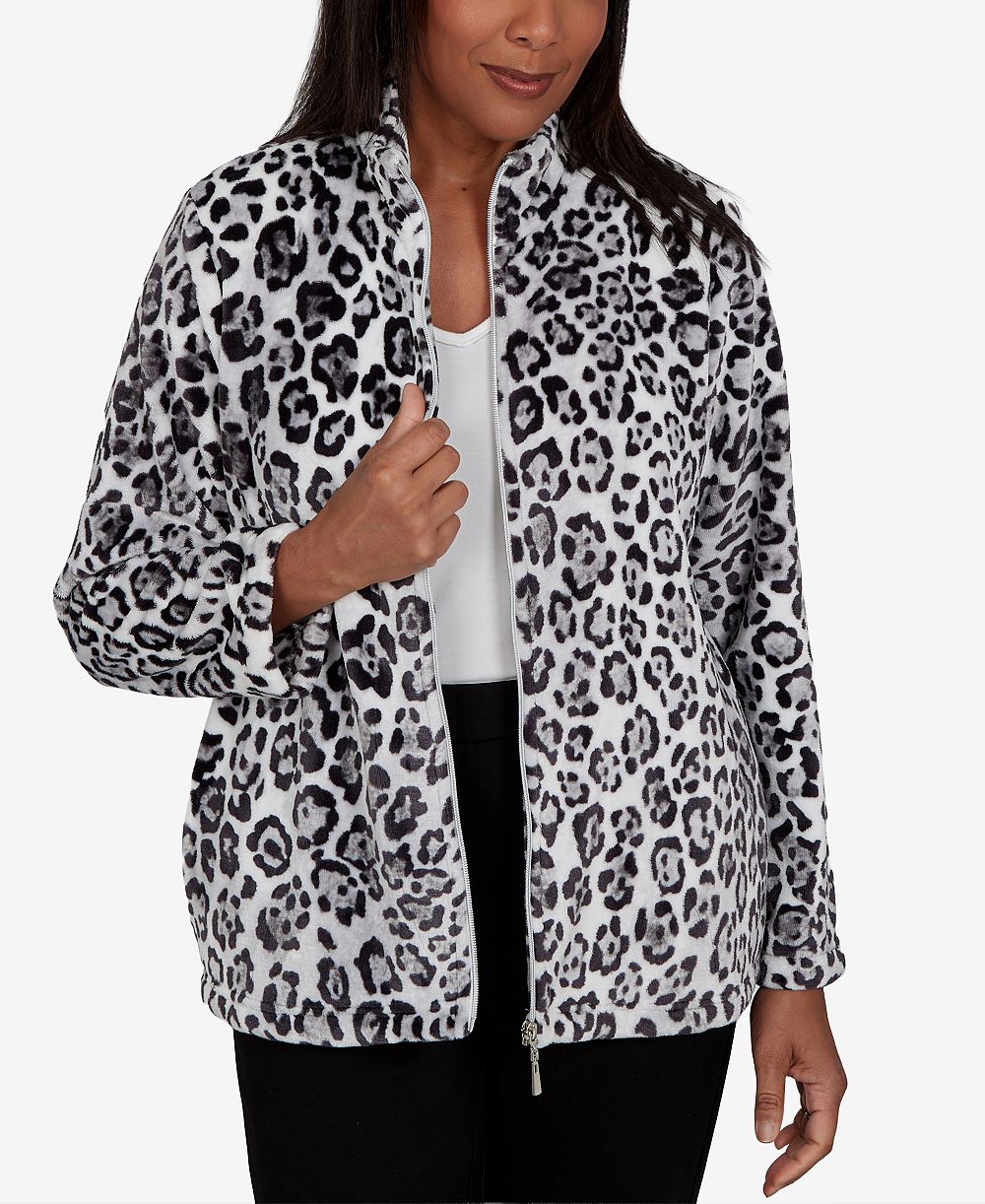 Женский трикотажный жакет Alfred Dunner Classic Cozy Animal Print