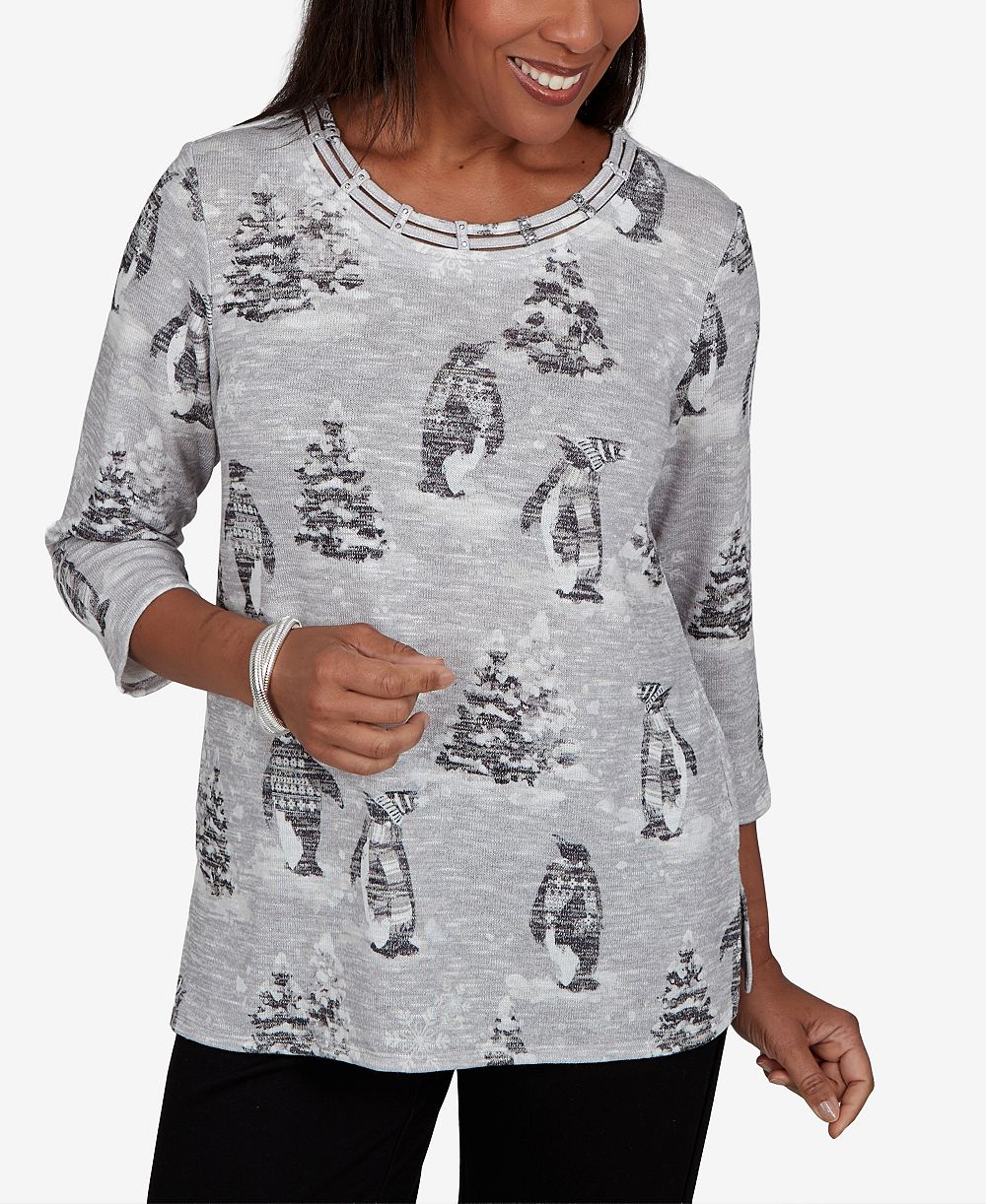 Женский трикотажный топ Alfred Dunner Classic Penguins And Trees