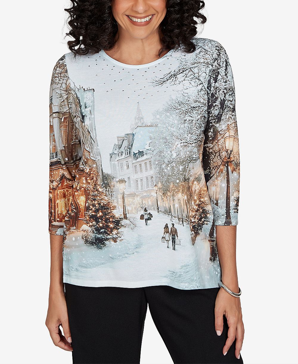 Женский трикотажный топ Alfred Dunner Classic Christmas In The City