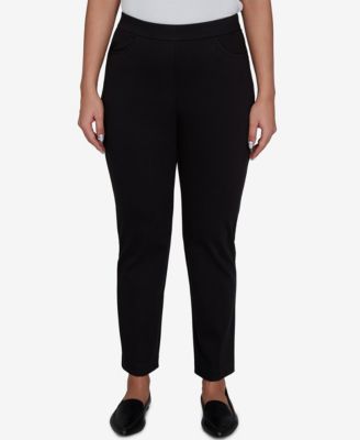 Alfred Dunner Women's Travel Advisory Black Knit Twill Pants
