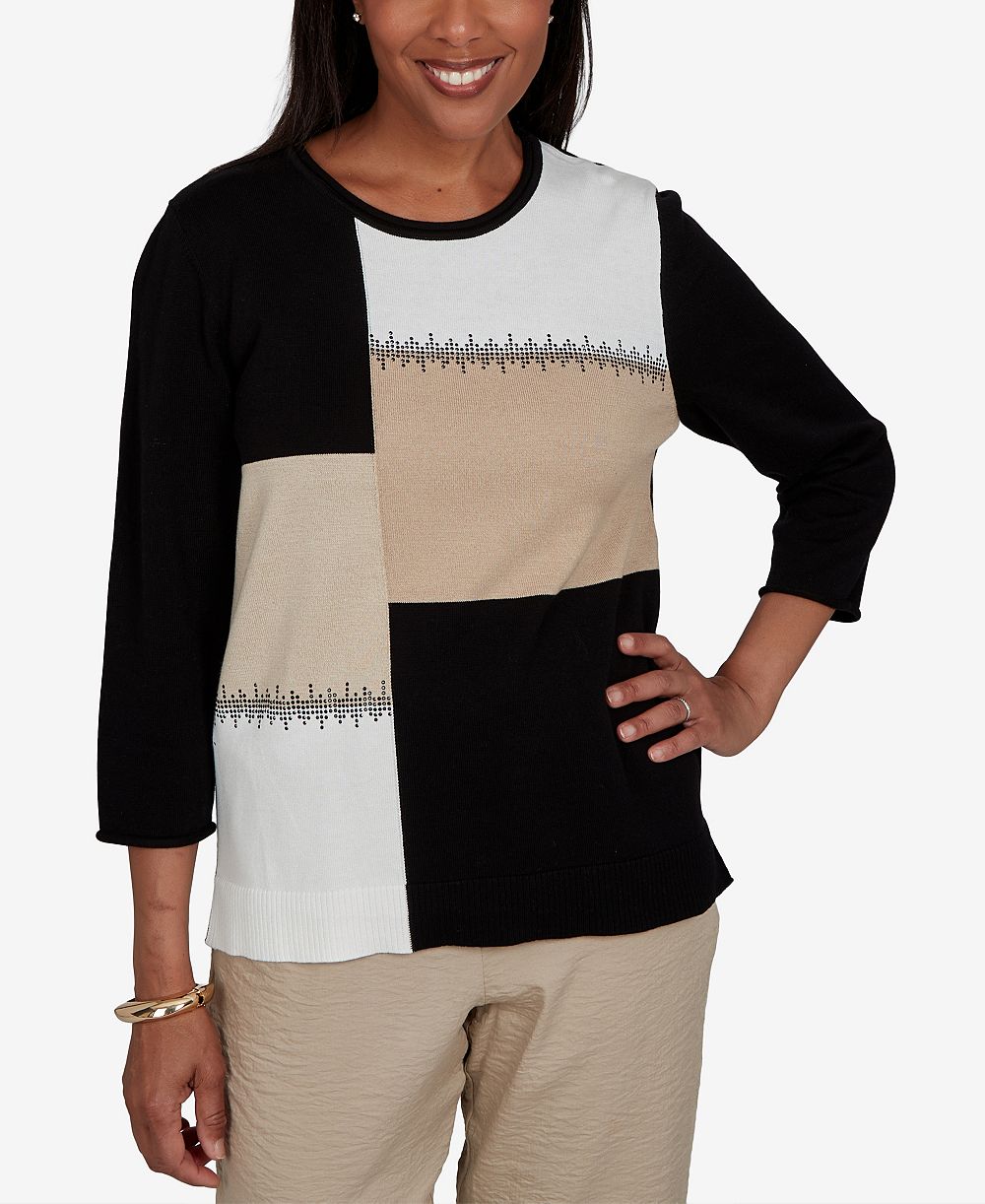Женский джемпер Alfred Dunner Travel Advisory Neutral Colorblock Embellished