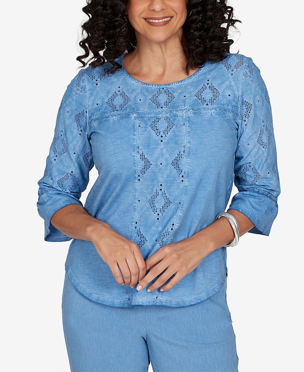Женский топ Alfred Dunner Provence Center Diamond Tonal Applique