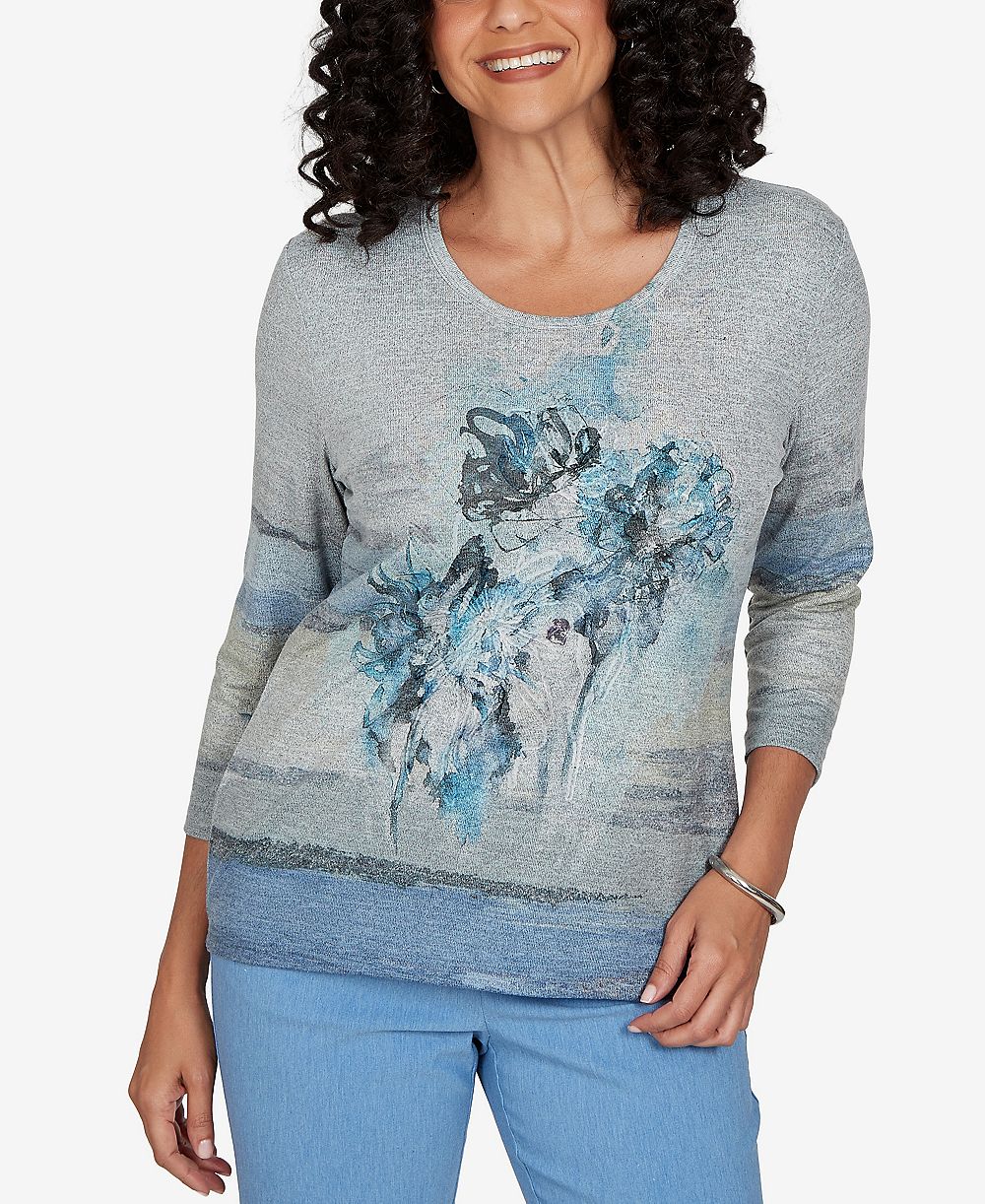 Женский топ Alfred Dunner Women's Provence Chenille Painted Floral Lace