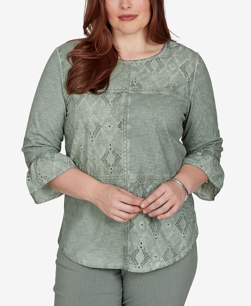 Alfred Dunner Женская блузка Provence Tonal Spliced Patchwork