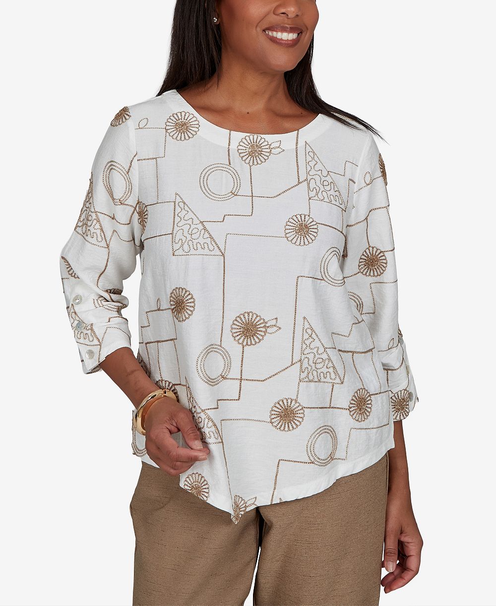 Женский топ Alfred Dunner Union Square Sparkle Soutache Geo Floral