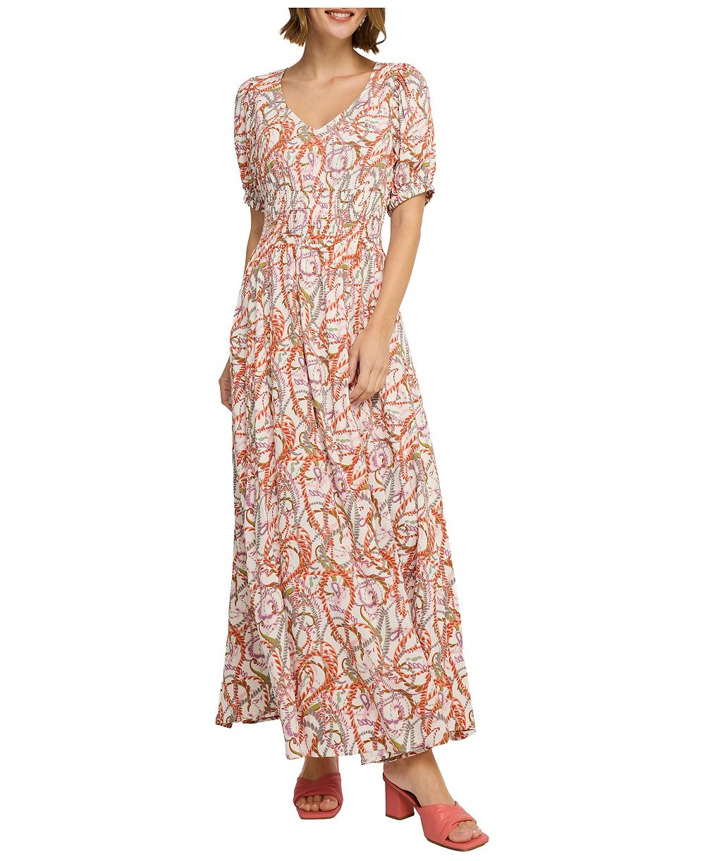 Женское платье LASCANA Printed Puff Sleeve Maxi