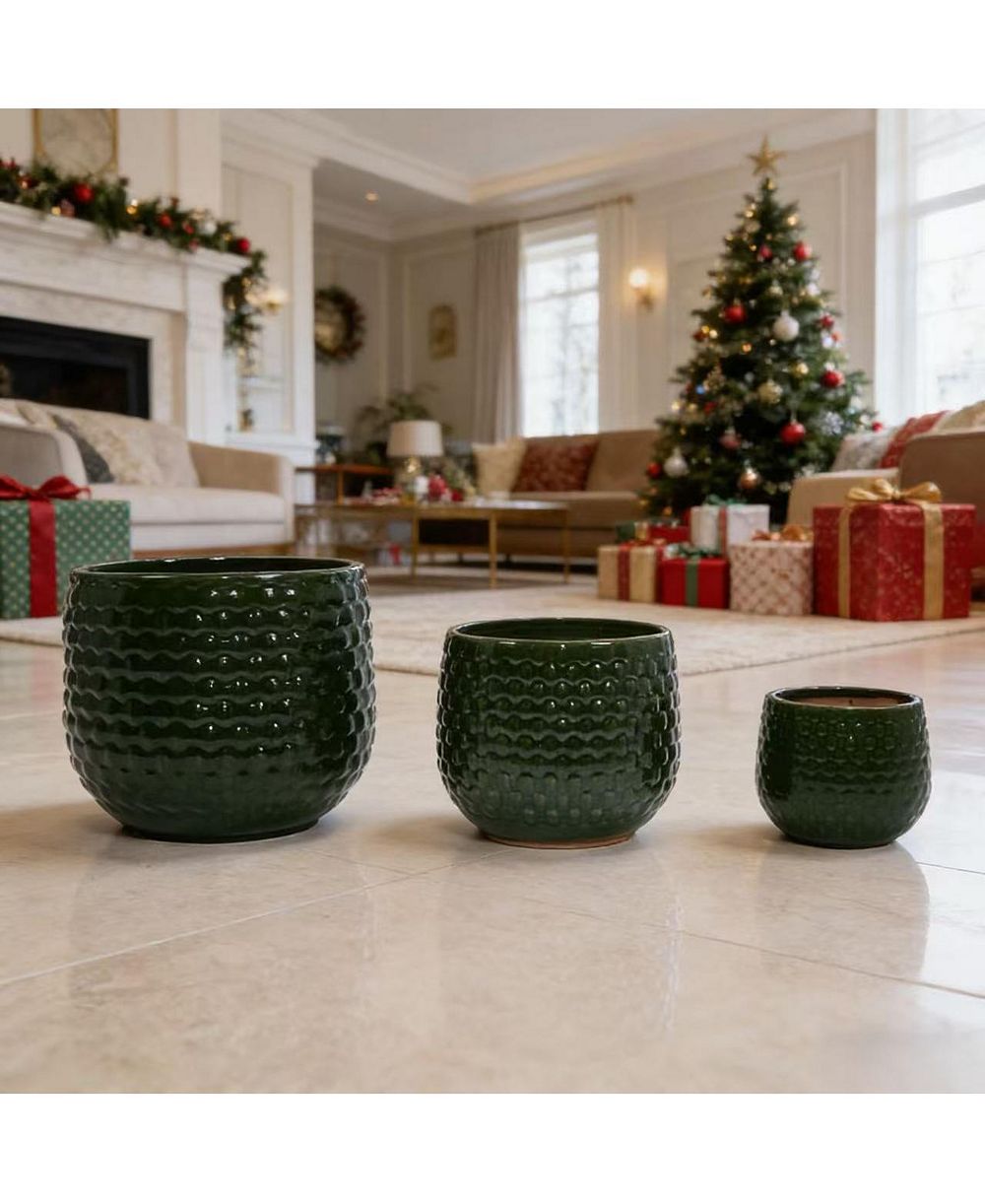 Набор кашпо Clihome Handmade Glazed Ceramic Diamond Pattern