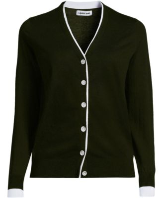 Lands' End Женский хлопковый кардиган с V-образным вырезом