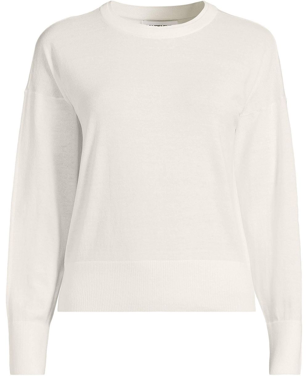 Lands' End Women's Drifter Lite Double Trim Crew Sweater