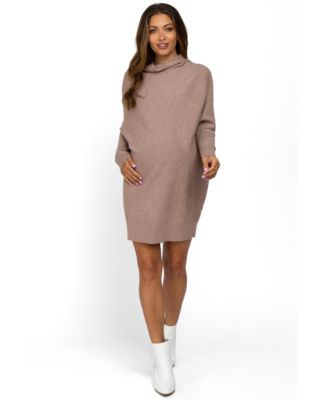 Pinkblush Women's Taupe Funnel Neck Dolman Sleeve Mini Dress
