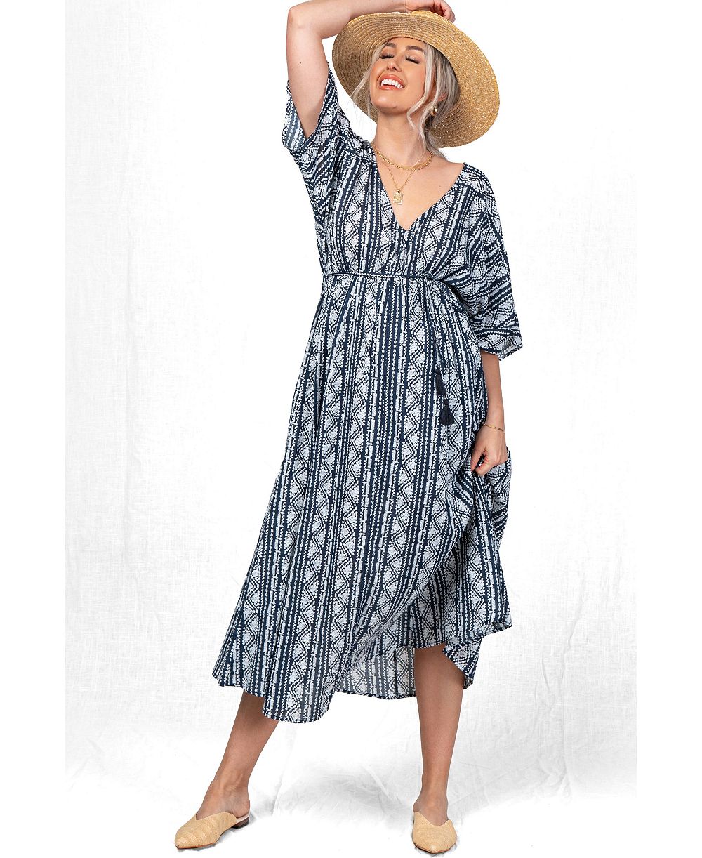 Женское миди-платье Pinkblush Navy Printed V-Neck