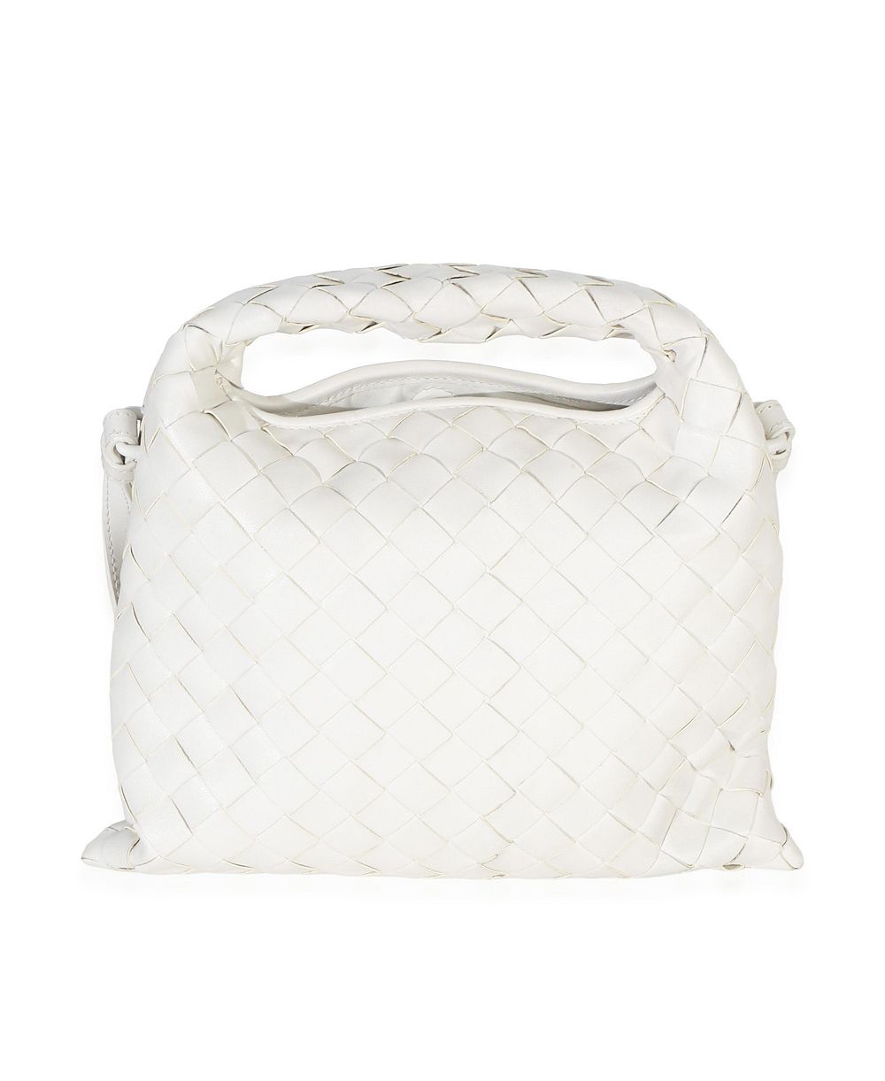Pre-Owned Bottega Veneta сумка-хобо мини Hop из кожи Наппа цвета слоновой кости с плетением Intrecciato