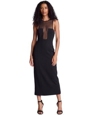 Kenneth Cole Women's Mesh-Insert Crewneck Midi Dress