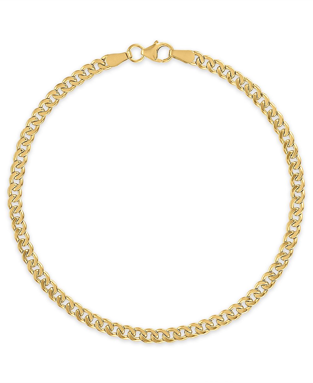 Macy's Браслет Cuban Chain 8.5" с двусторонним дизайном, 10k Yellow Gold (4mm)