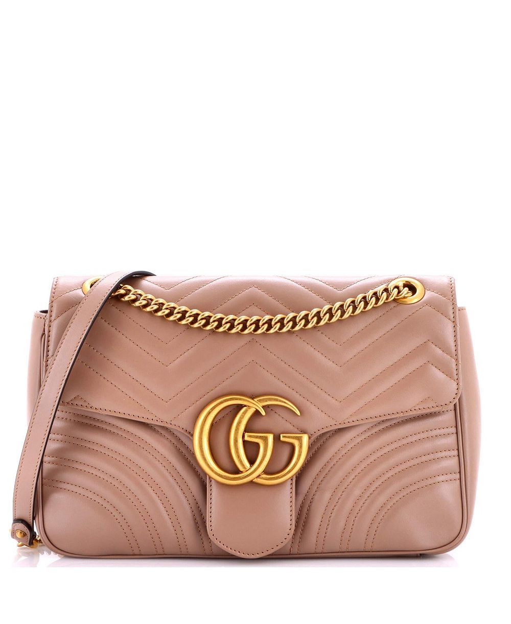 Б/у сумка Gucci Medium GG Marmont с клапаном, стеганая кожа мателасе