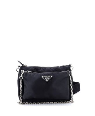 Pre-Owned Prada Small Double Pouch Convertible Crossbody Bag Tessuto