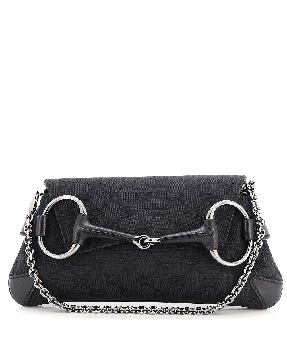 Pre-Owned Gucci средний клатч на цепочке Horsebit из холста GG с кожаной отделкой