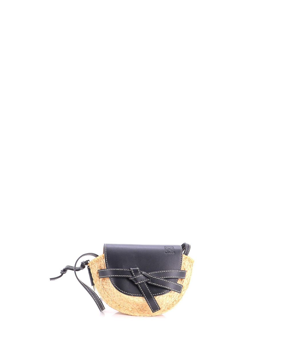 Б/у сумка Loewe Mini Gate из кожи с рафией