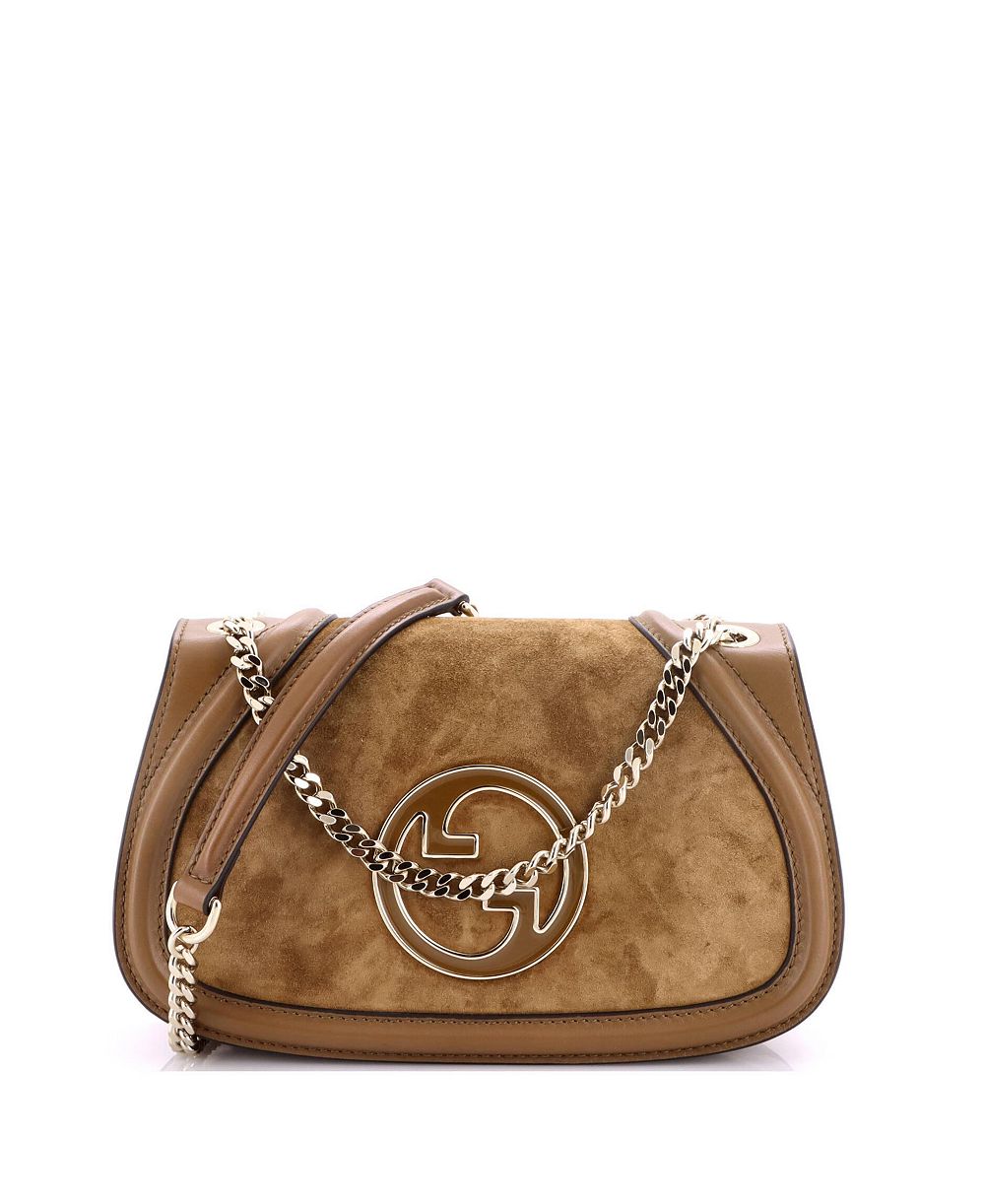 Б/у сумка Gucci Small Blondie NM с цепочкой и клапаном, замша и кожа