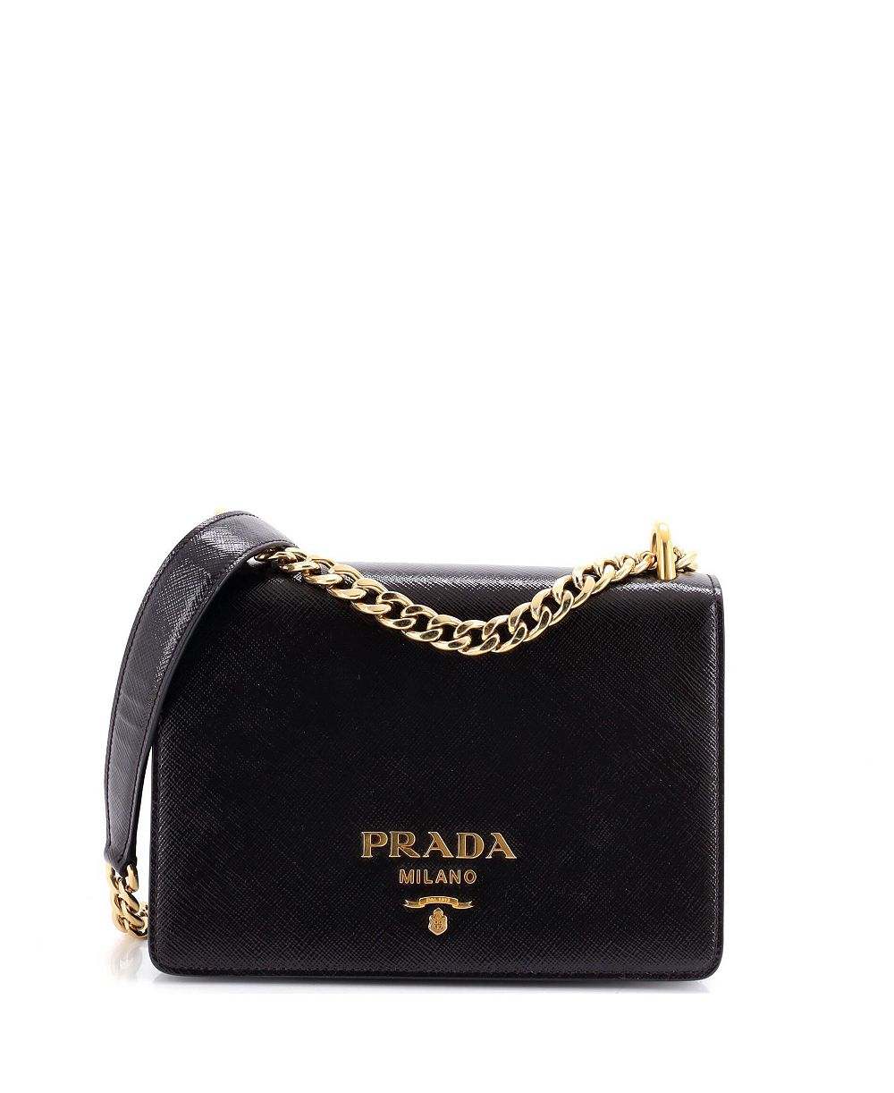 Pre-Owned Prada Small Chain Flap Crossbody Bag Vernice Saffiano Leather