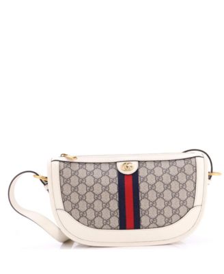 Pre-Owned Gucci большая сумка через плечо Ophidia с изогнутой молнией, покрытие GG из хлопковой ткани с кожаной отделкой