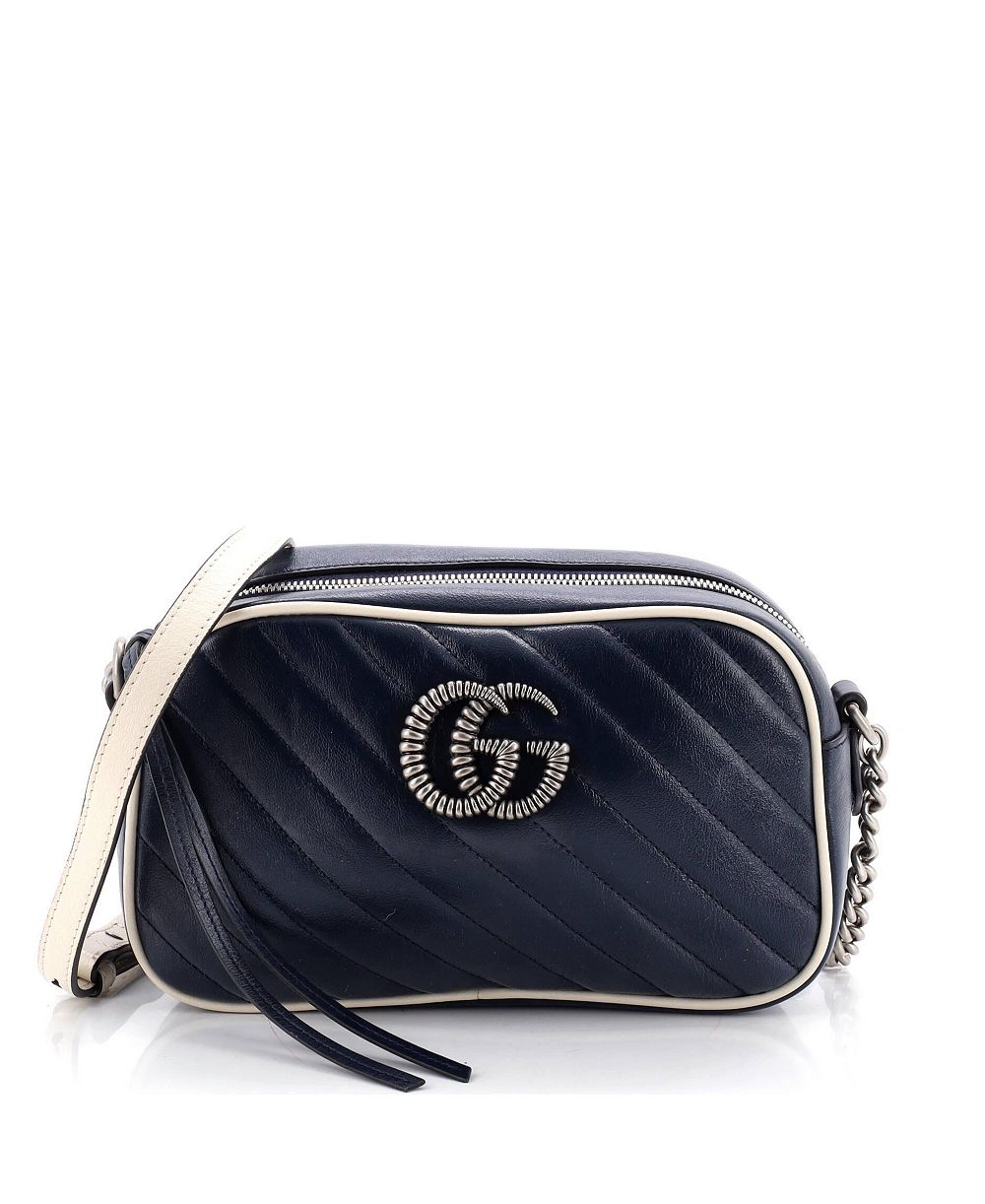 Pre-Owned Gucci Small GG Marmont Shoulder Bag Diagonal Quilted Leather