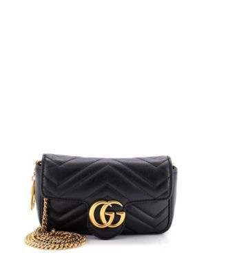 Б/у сумка Gucci Super Mini GG Marmont с клапаном, стеганая кожа мателасе