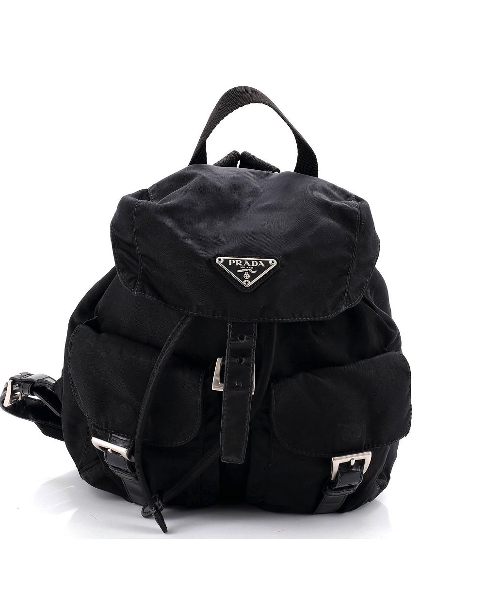 Pre-Owned Prada Small Double Front Pocket Backpack Tessuto