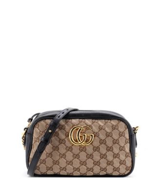 Б/у сумка Gucci Small GG Marmont на плечо, диагональная стеганая кожа с канвасом GG