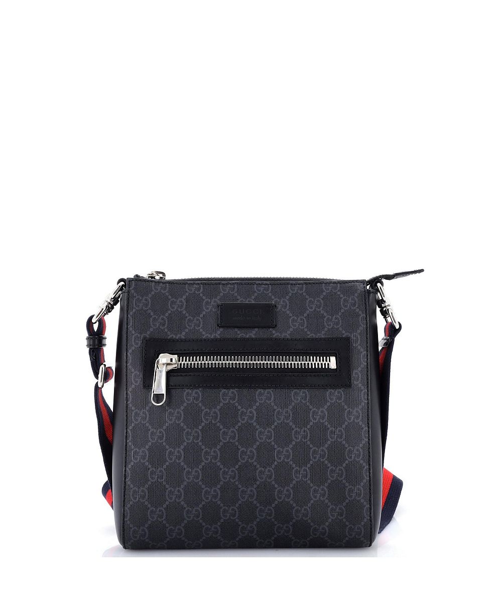 Pre-Owned Gucci Small Web Strap Front Zip Messenger Bag GG Coated Canvas