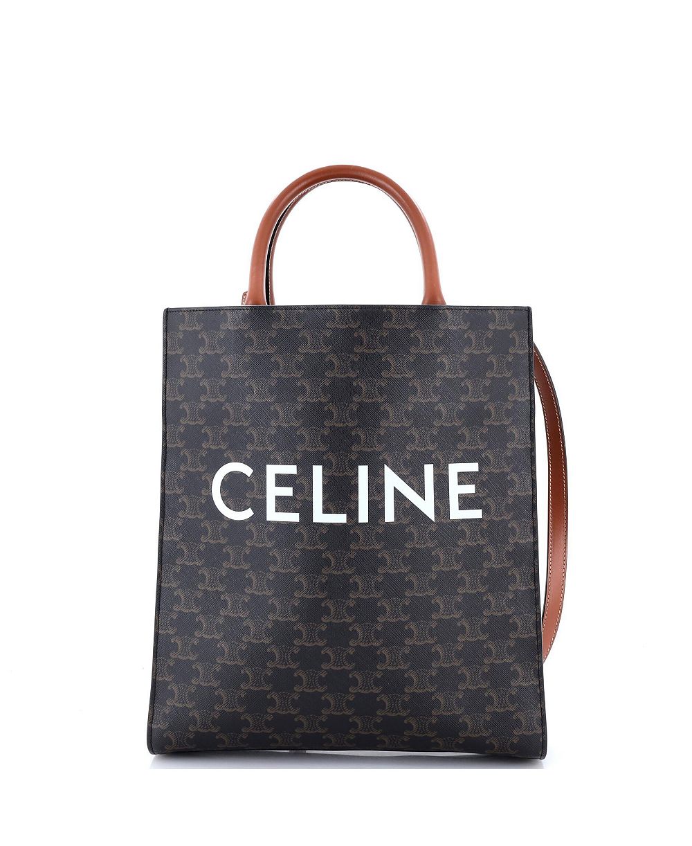 Женская сумка-тоут Celine Small Vertical Cabas Triomphe из покрытого канваса, б/у